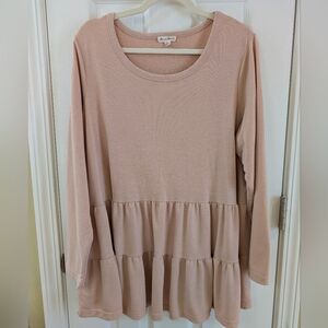 Jane and Delancey Pink Tiered Long Sleeve Top